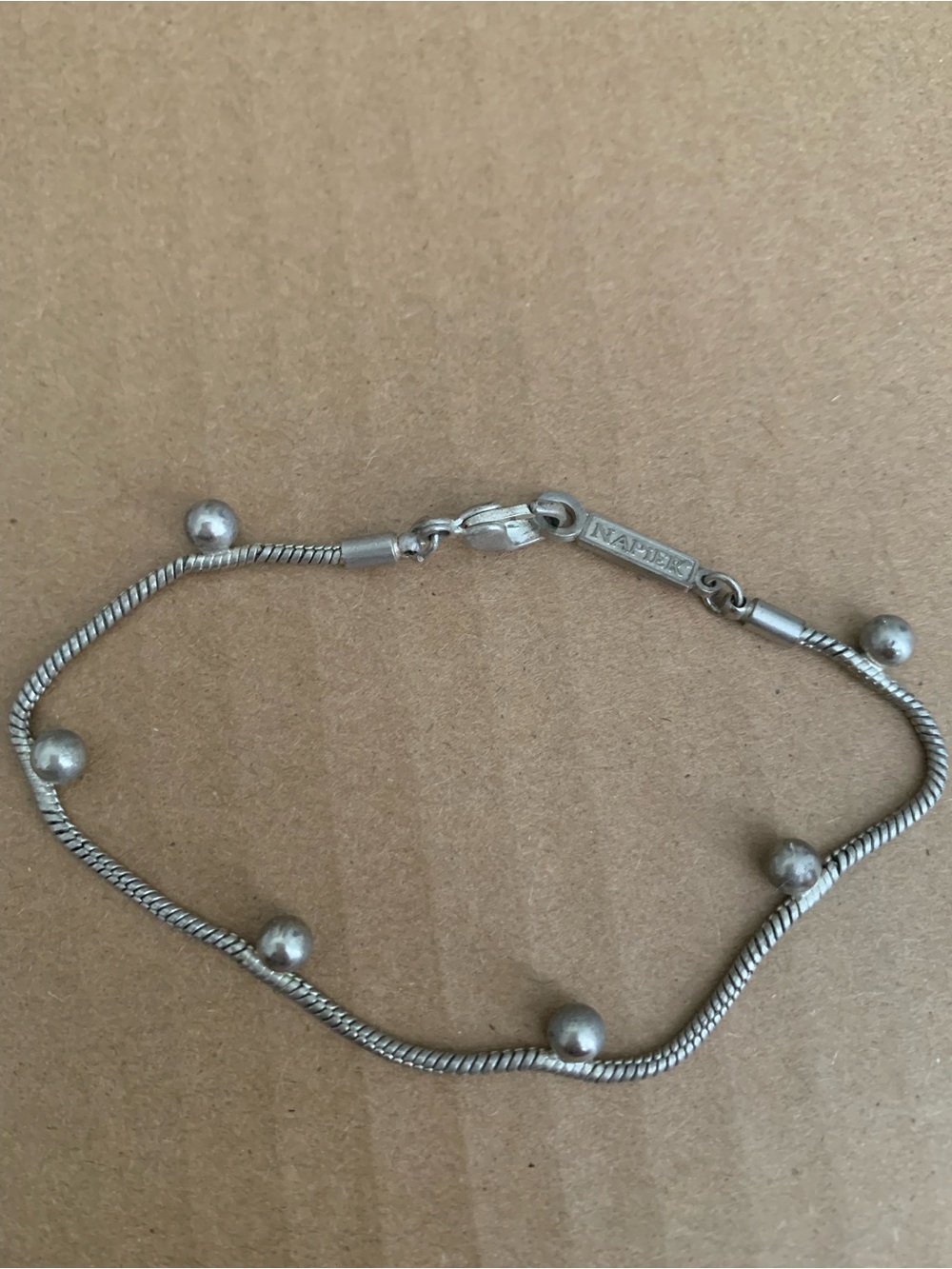 Napier Silver Beaded Snake Chain Bracelet